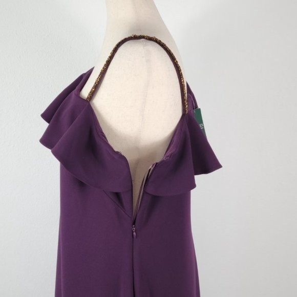 LAUREN RALPH LAUREN sheath asymmetrical neckline dress Sz 14 NEW - Picture 6 of 8